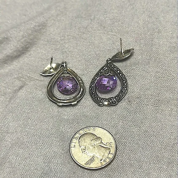 💎 Silvery Dangly Gemstone Earrings vintage - sold separately! - Picture 4 of 12